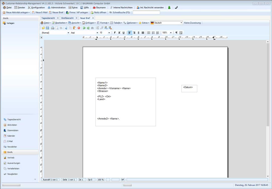 BAUMANN Software CRM Serienbrief