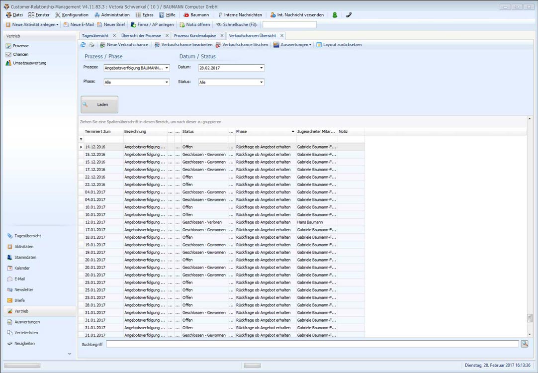 BAUMANN Software CRM Verkaufschancen